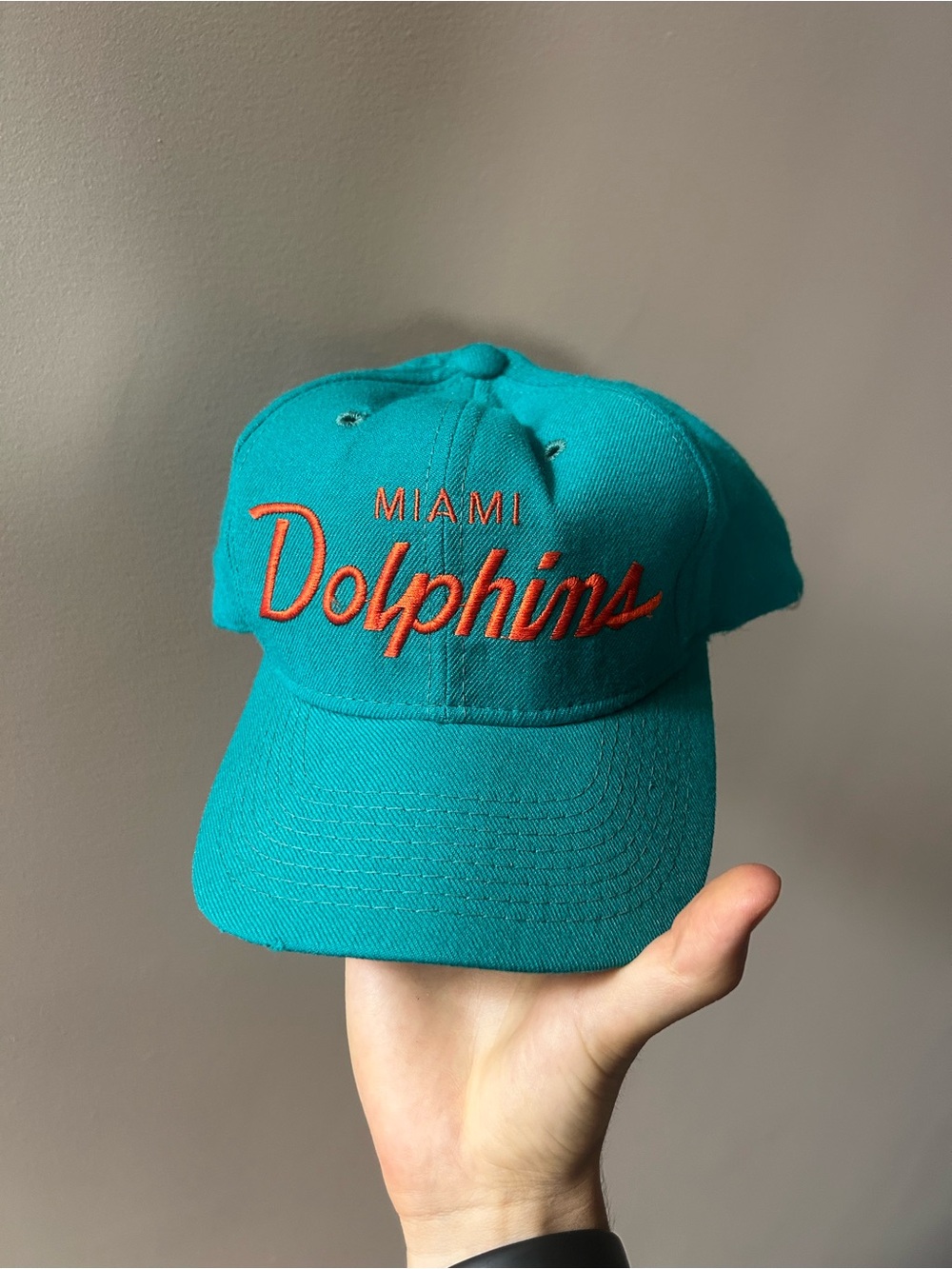 1980s Sports Specialties Miami Dolphins Script Wool Snapback